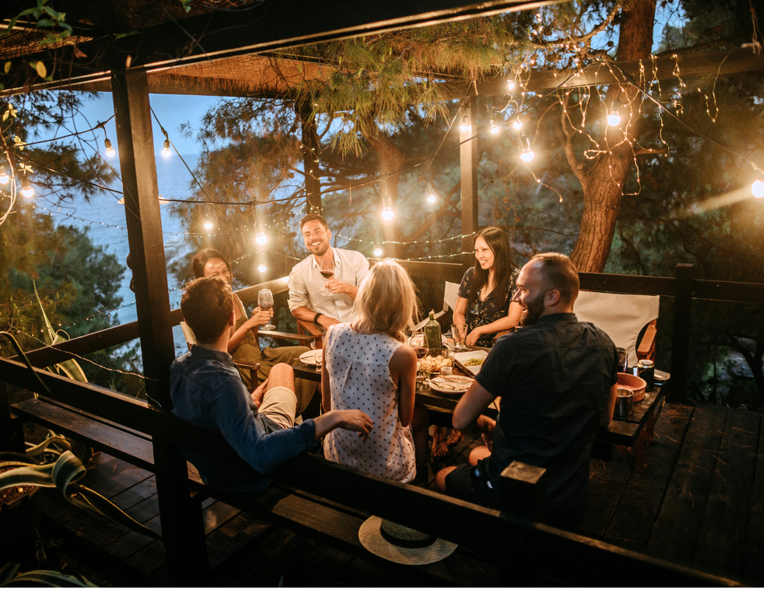 Friends gathering for a BBQ with Farm2Fork meat